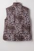 Leopard Quilted Full Zip Stand Collar Puffer Vest
